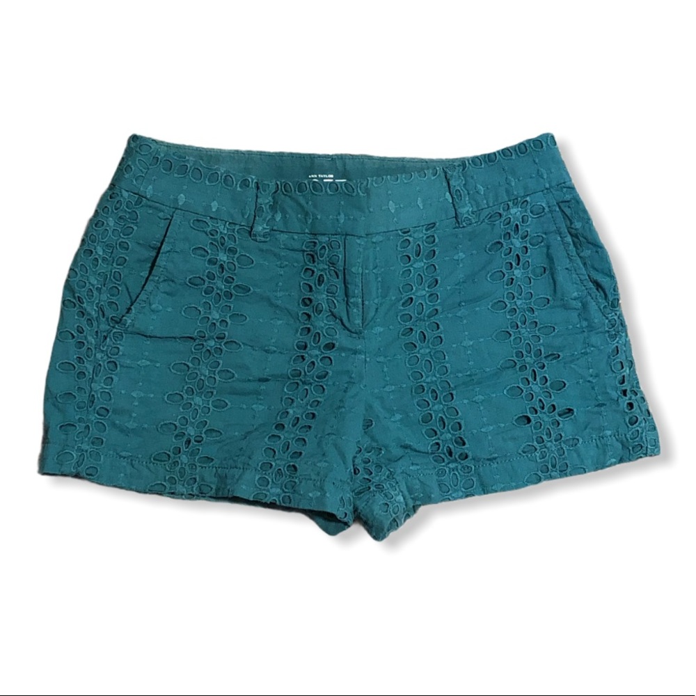 Turquoise Ann Taylor LOFT Eyelet Shorts